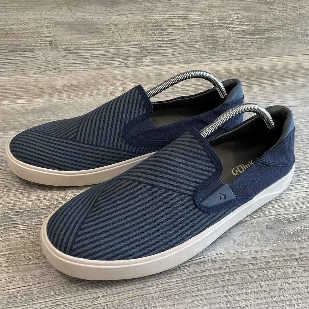 Olukai Mens LAE'AHI LOLE Trench Blue Canvas Slip On Shoes Sneakers Size 11